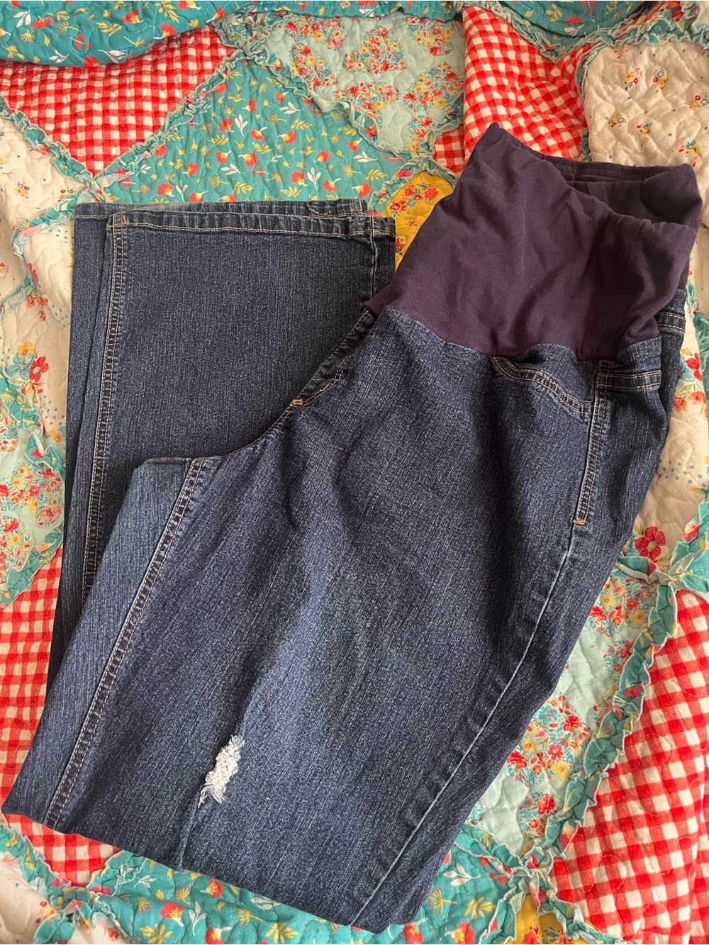Hybrid & company Dark Blue Maternity Jeggings with Navy Stretch Panel